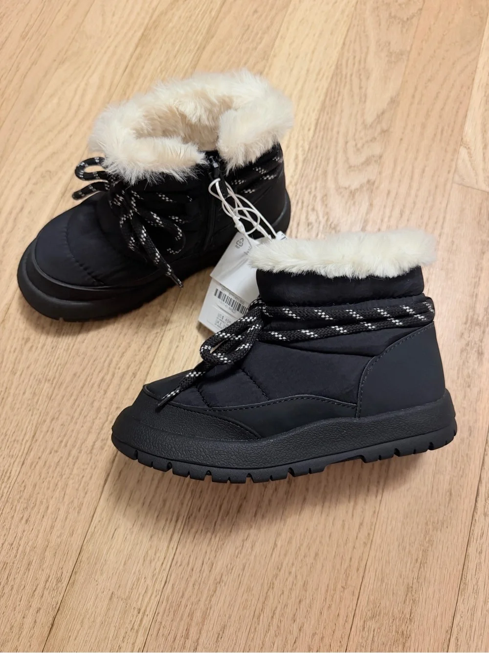 Zara Girls Black Faux Fur Winter Boots Size 10 Child EU 27 NWT
